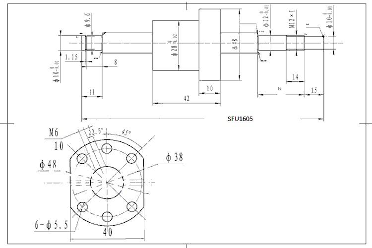 Kit vis à billes 16 mm par 800 mm avec paliers et support d