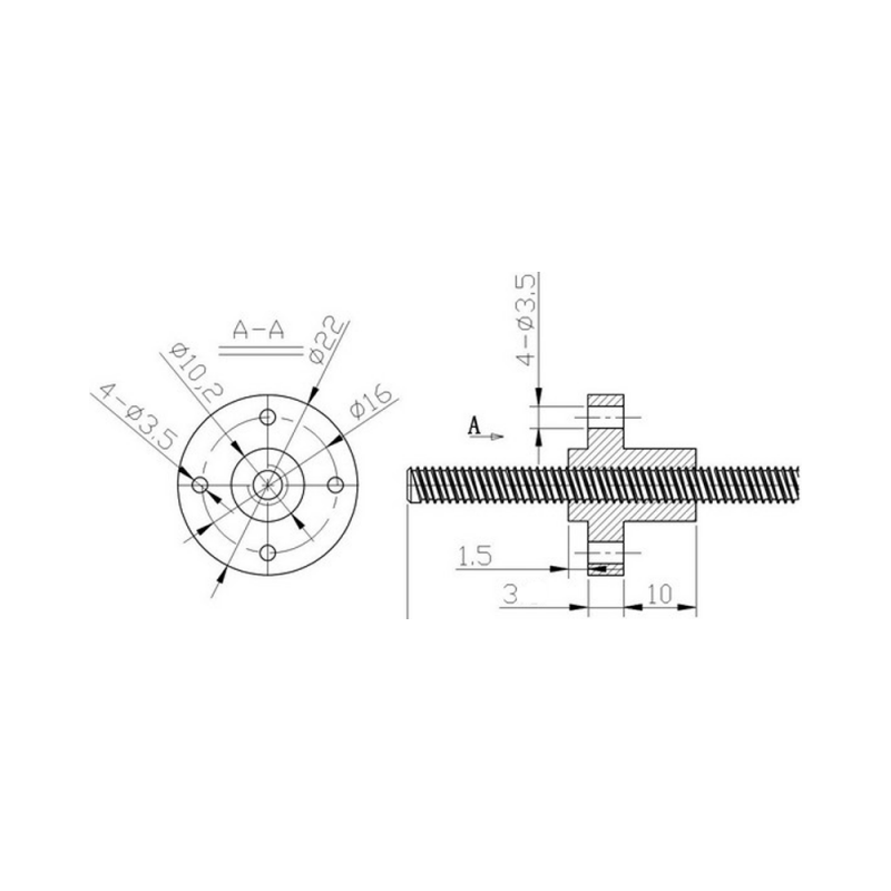  Trapezoidal 8mm lead screw and nut kit