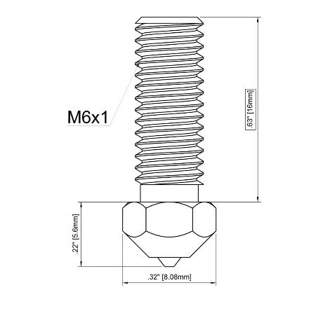 Full hotend with diamond PCD nozzle for Strateo3D DUAL600 (0,6mm nozzle)