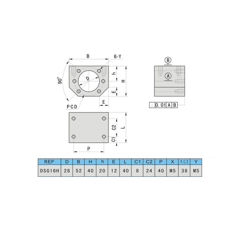 Kit vis à billes 16 mm par 800 mm avec paliers et support d