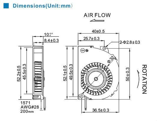 Blower fan 40x10mm 12V